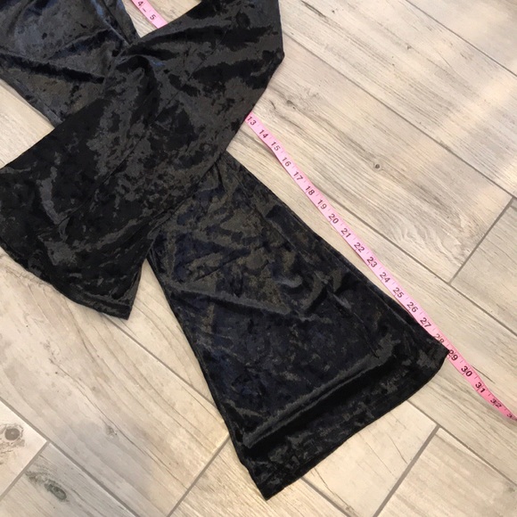 Black Stretchy Crushed Velvet Pants in XL - Picture 6 of 8